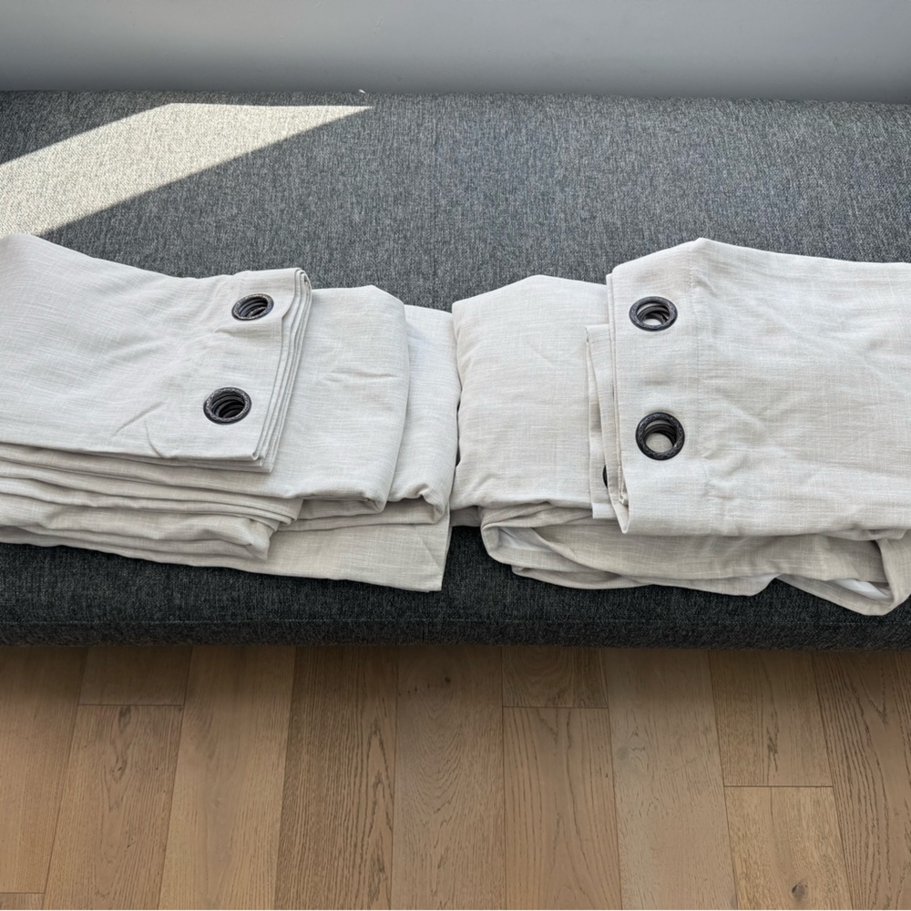 Extra Long Linen Drapery Grommet Panel - 216”Long - Custom- Lined- Set of 2